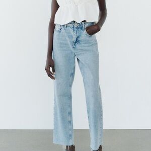 Zara High Rise Straight Leg Jeans